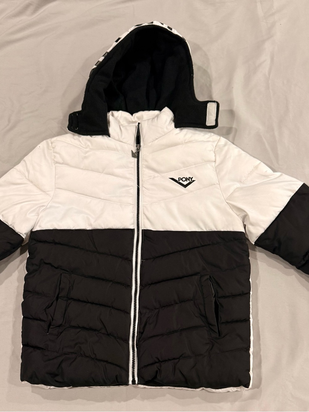 Pony Kids Two-Tone Black & White Puffer Jacket